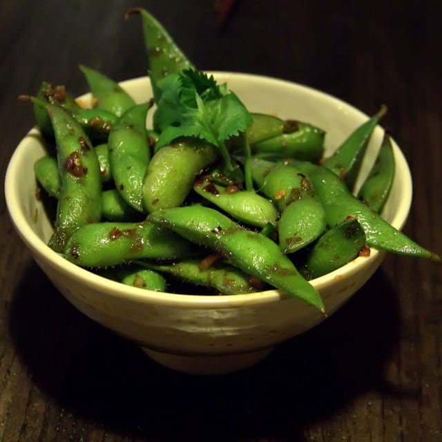 Spicy Garlic Edamame.