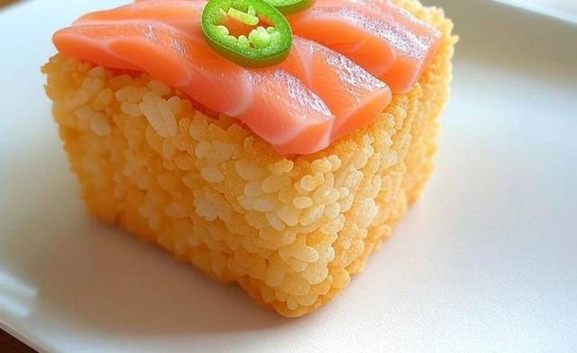 Spicy salmon crispy rice.