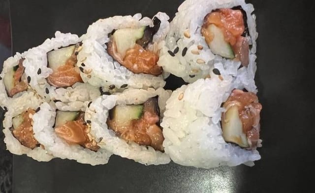 Spicy Salmon Hand Roll.